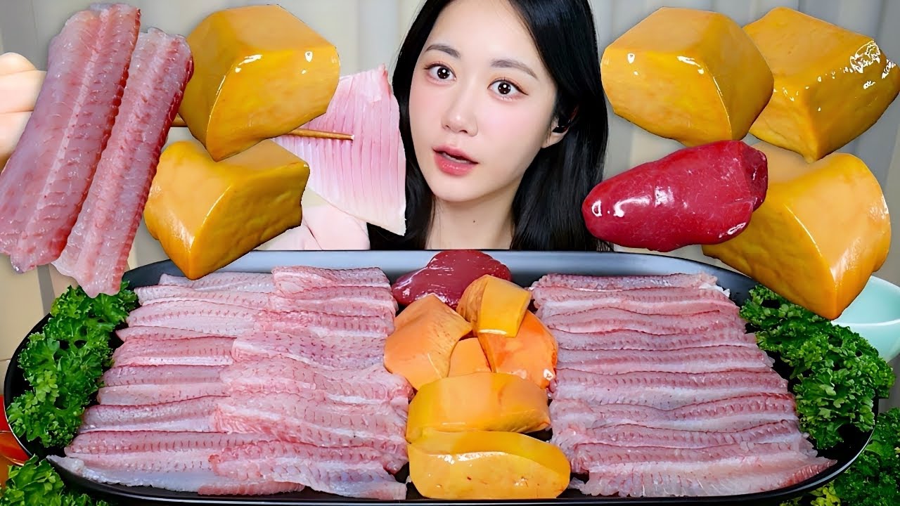 노랑노랑💛노랑가오리 애,지라,회 먹방😋 노랑가오리 먹방 노랑가오리애 먹방 Yellow Stingray + Raw Liver アカエイ + アカエイ生のレバー | Mukbang ASMR