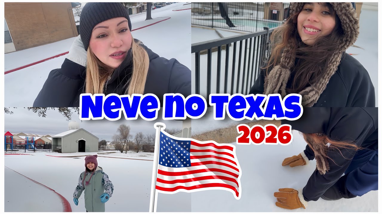 DIA DE NEVE NO TEXAS ❄️🇺🇸MUITO FRIO, NEVE E CHUVA DE GELO - NEVE NOS EUA 2026 - DIAS CONGELANTES EUA