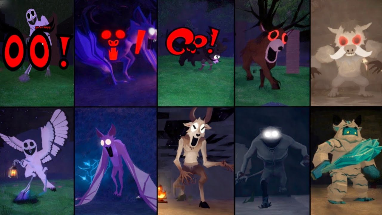 99 Nights in the Forest- OWL vs BAT vs RAM vs DEER vs GOAT, BOAR, HUNGRY DEER ALL JUMPSCARES#roblox 