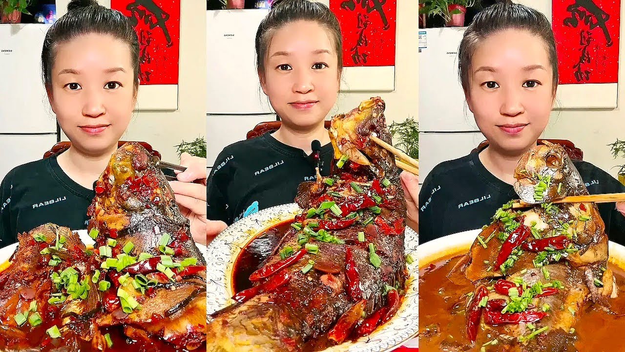ASMR SPICY BIG FISH HEAD EATING SOUND | Fish Curry & Fish Fry Eating | Masala Fish Fry Big Bite ASMR
