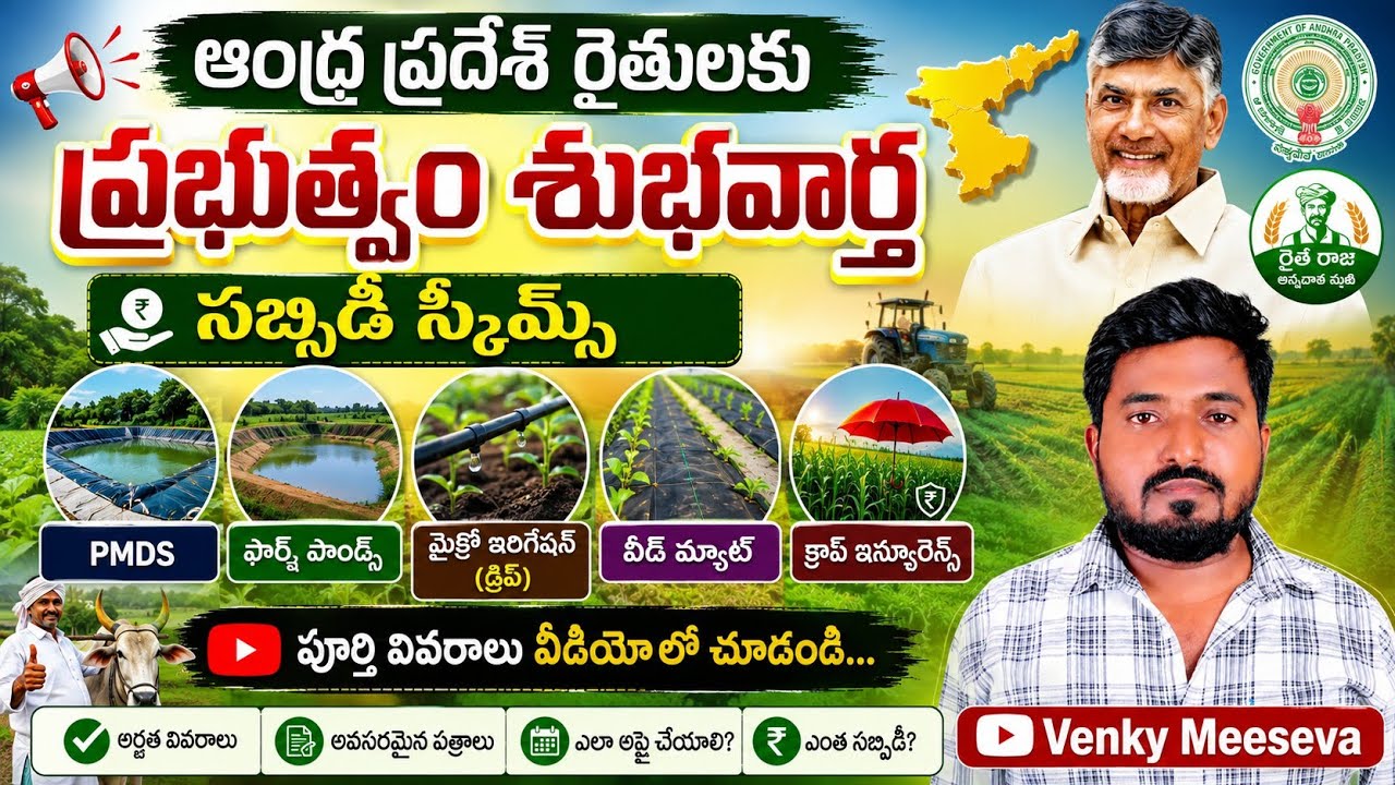 AP Farmers Subsidy Schemes 2026 | రైతులకు ప్రభుత్వం శుభవార్త | PMDS, Farm Ponds, Drip,Crop Insurance