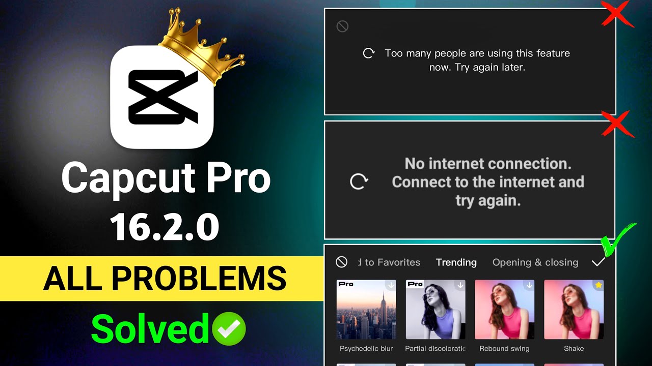Too many people are using this feature capcut problem | Capcut pro no internet connection problem