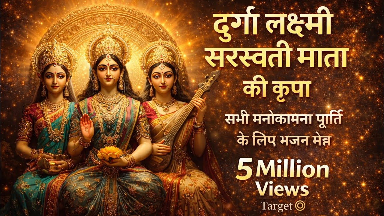 दुर्गा लक्ष्मी सरस्वती माता का शक्तिशाली मंत्र सुंदर भजन | शक्ति,धन, वैभव संपूर्ण ईच्छा पूर्ति हेतु