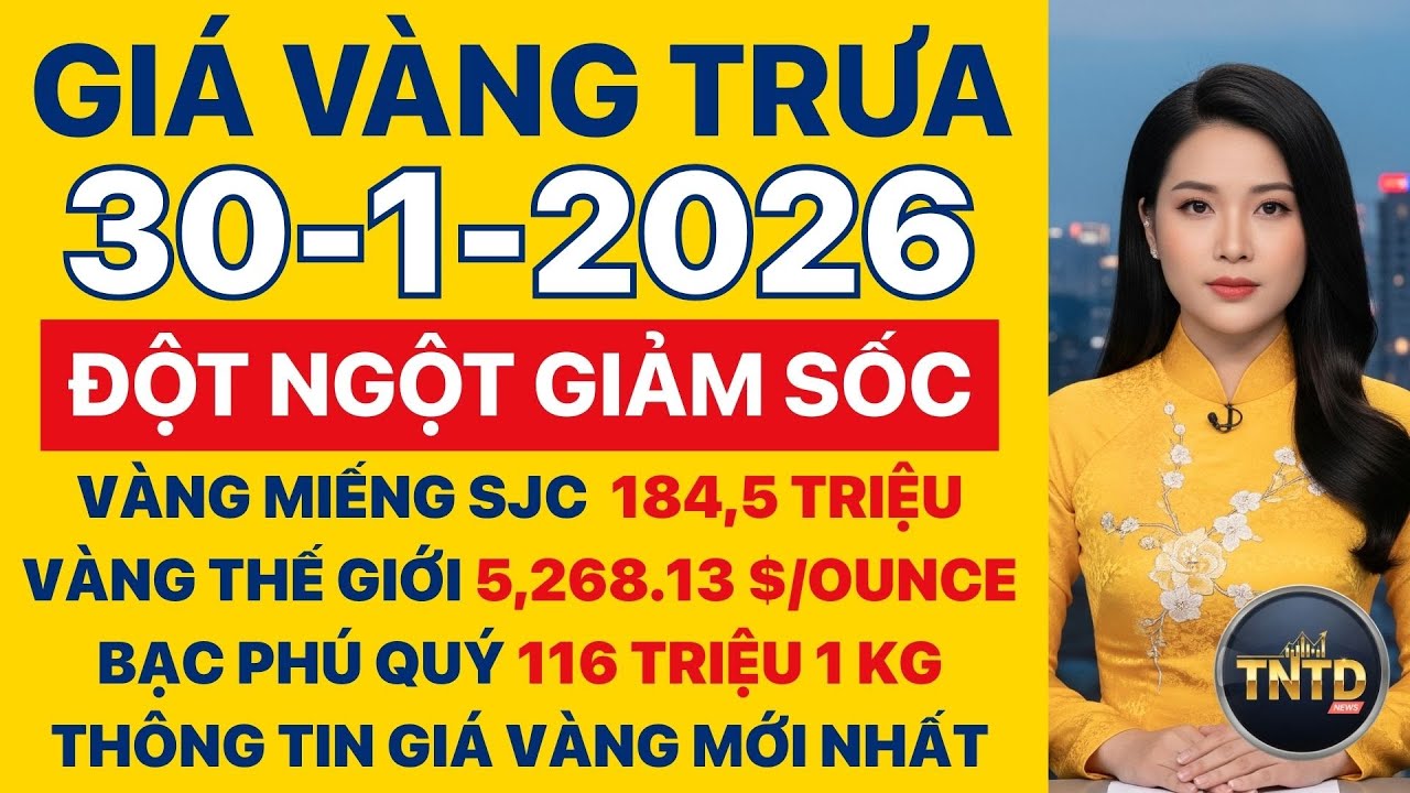 Giá vàng hôm nay | Trưa Ngày 30/1/2026 | GIá vàng thế giới, trong nước, giá bạc, ngoại tệ, Bitcoin.