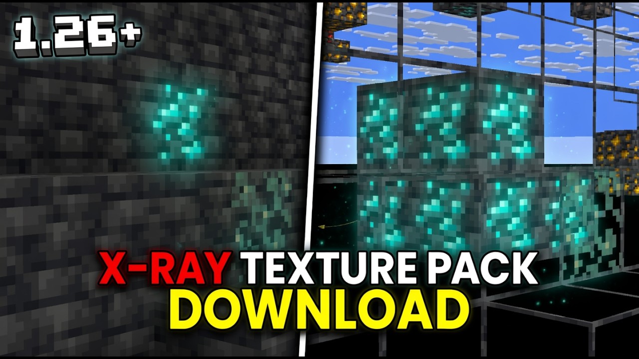 Лучший X-Ray мод с контурами для MCPE 1.26+ | Видимость руд [РАБОТАЕТ НА СЕРВЕРАХ]