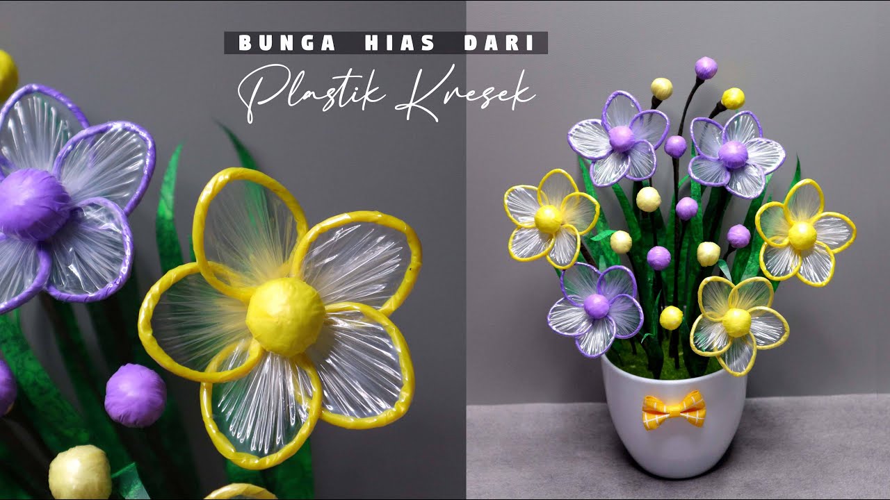 Cara membuat Bunga dari Kantong Plastik Kresek TANPA SETRIKA | Plastic Shopping bag flowers Craft