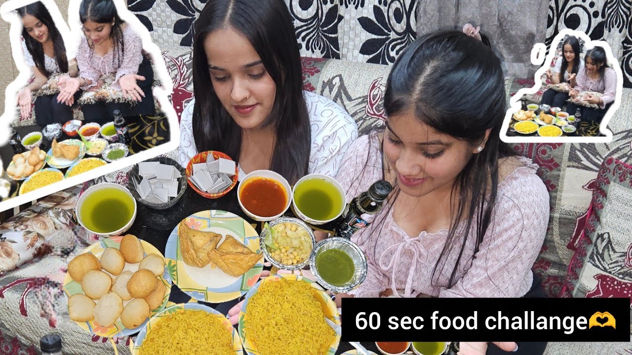 60 sec maggie||golgappe🔥||samosa🫶food eating challange😍#foodchannel #food @Nonuvaishu #hungry 