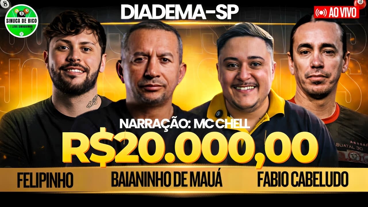 14/04 - BAIANINHO VS FELIPINHO, FABIO CABELUDO  - SINUCA AO VIVO EM DIADEMA - NARRA&Ccedil;&Atilde;O MC CHELL #042