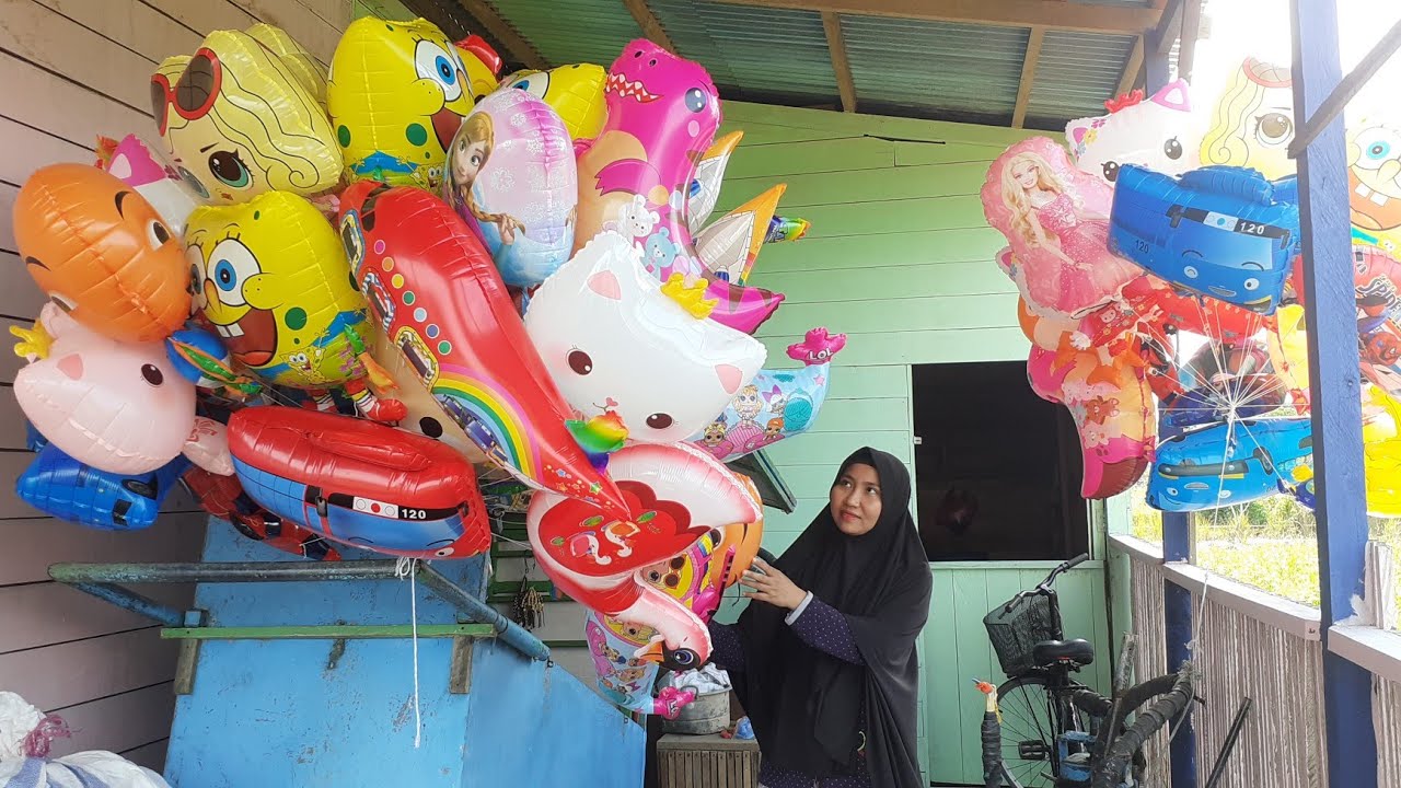 persiapan mremo balon karakter 'balonnya di isi2 gas sampai banyak