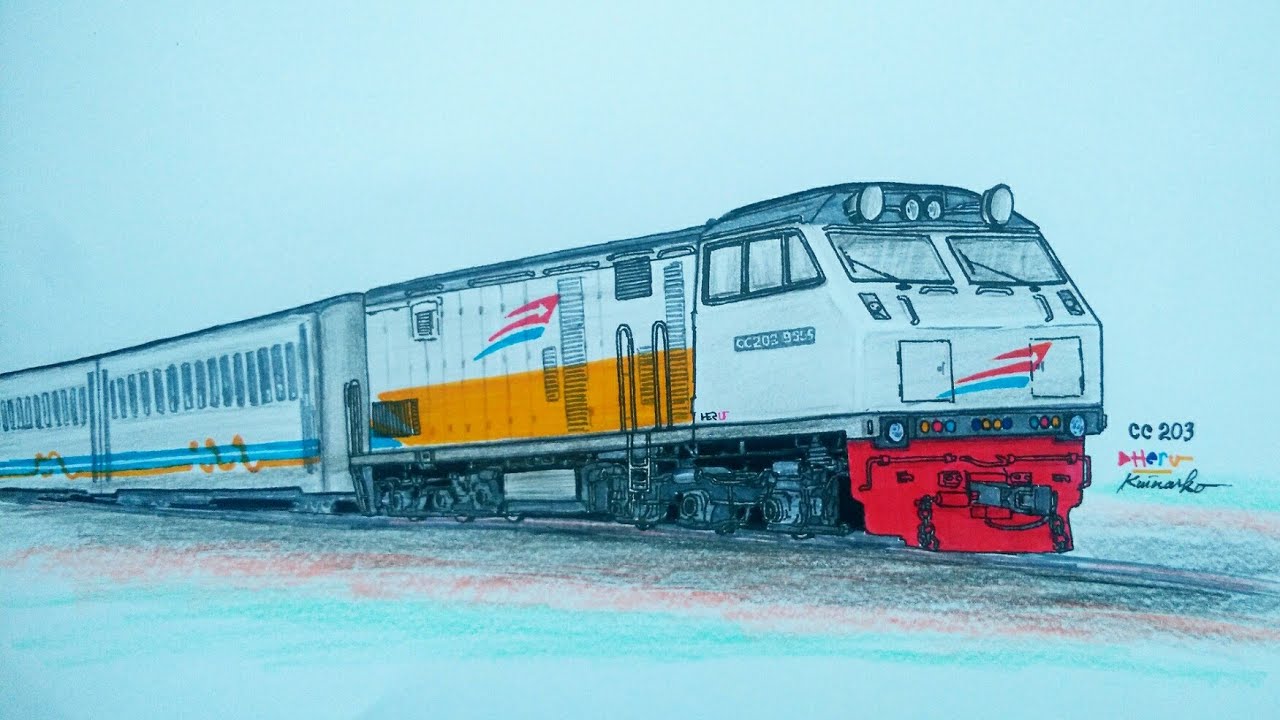 Kereta Api Indonesia,PT KAI, Menggambar Kereta Api, lokomotif CC203 By heru
