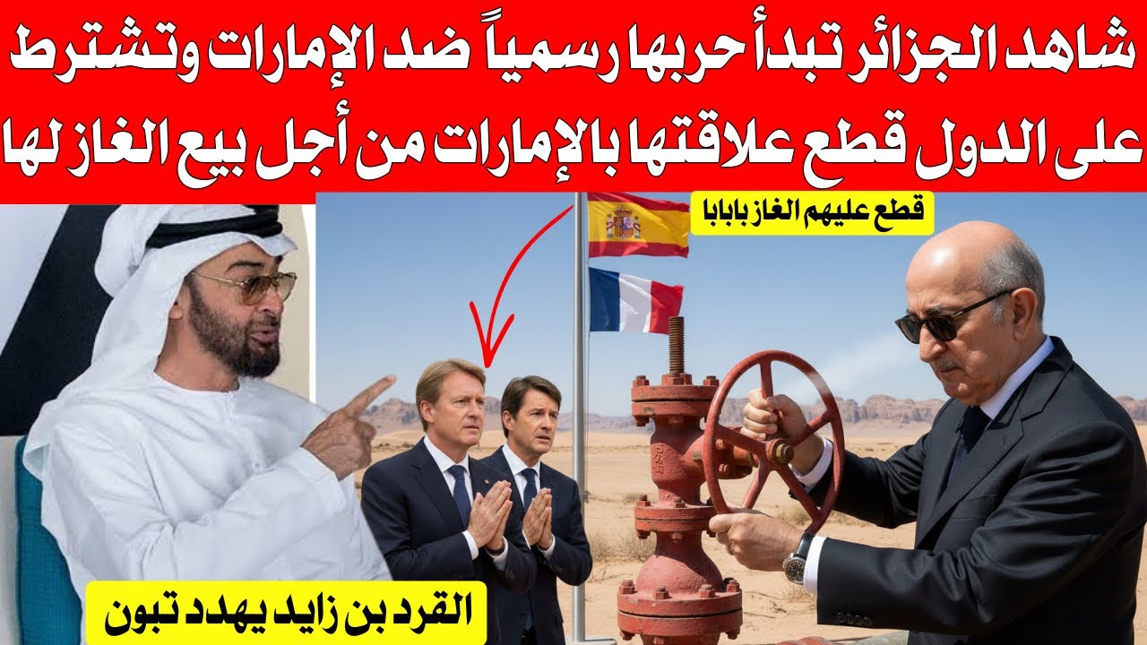  الجزائر تبدأ حر،،بها رسمياً على الإمارات وتشترط على الدول قطع علاقتها معها من أجل بيع الغاز لها 