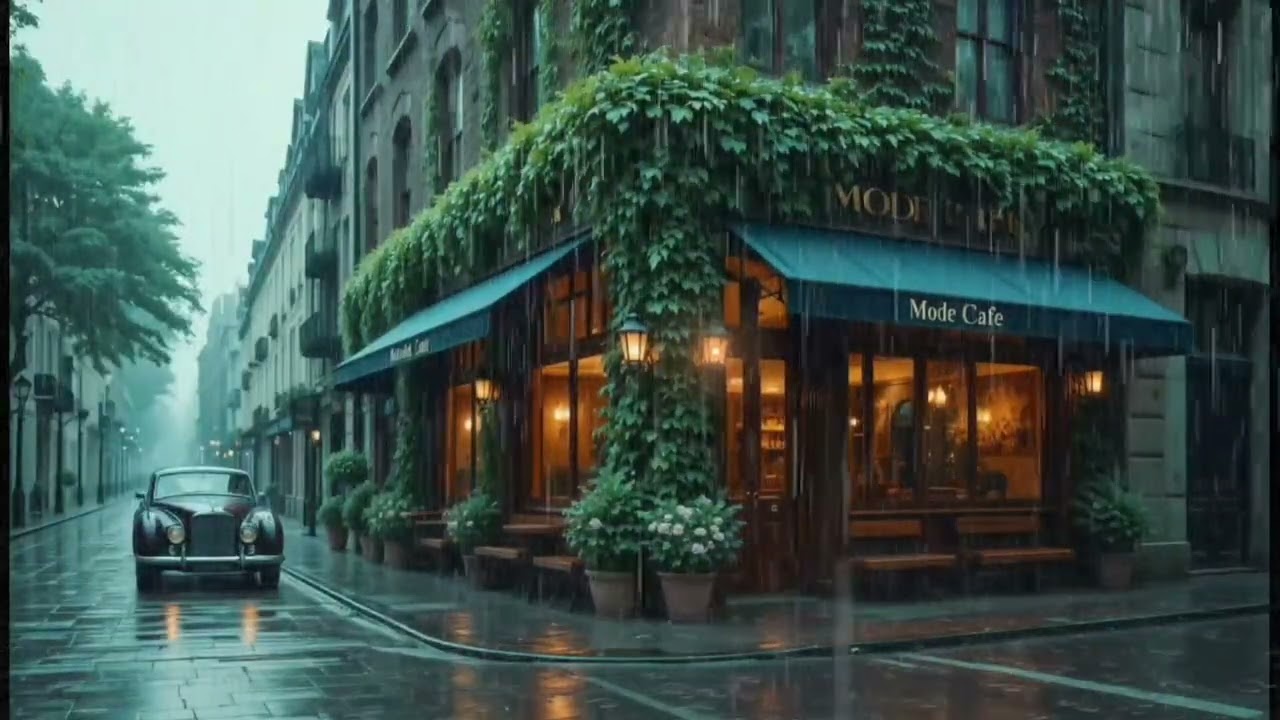 Gentle Afternoon Rain in Front of a Cafe | Cozy Rain Sounds for Focus