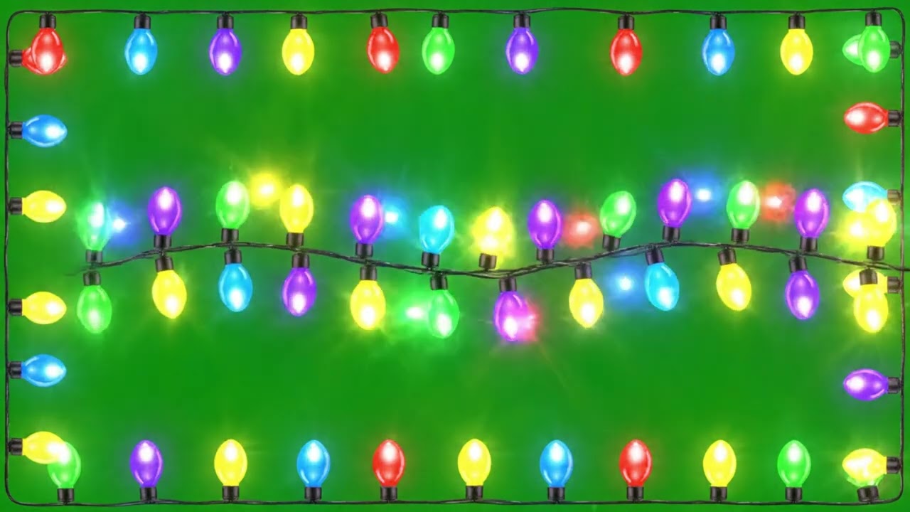 Fast Blinking Christmas Party Lights Green Screen | Holiday Overlay 01