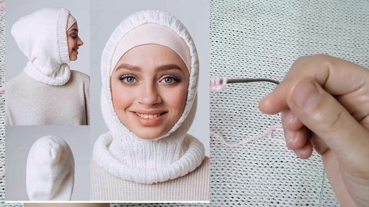 طريقة عمل الحجاب تريكو بأسهل  واسرع طريقة بالإبر الدائرية