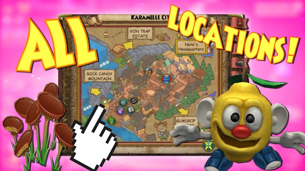 Wizard101: Karamelle Lemon-Heads & Peanut Buttercups: (Zeke Training Point Quest) ALL LOCATIONS!!