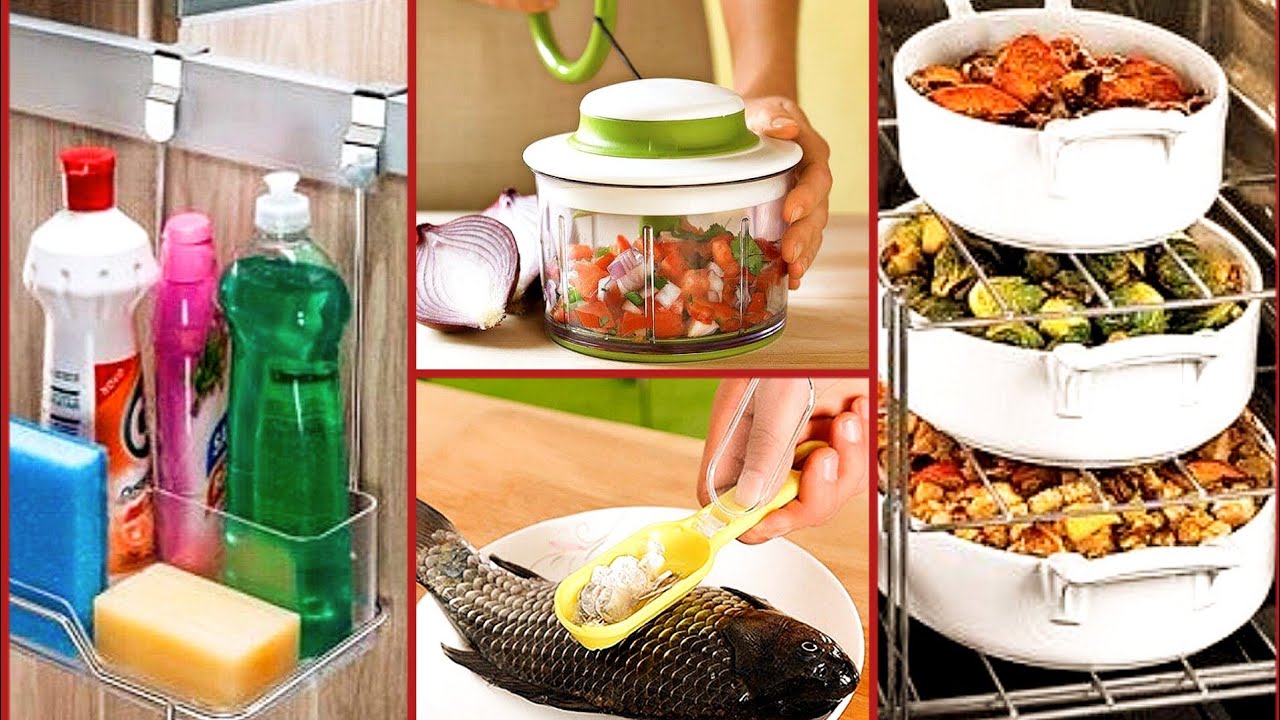 Amazon Space Saving Kitchen Organisers Daily Useful Essentials Storage Rack Cleaning Tools