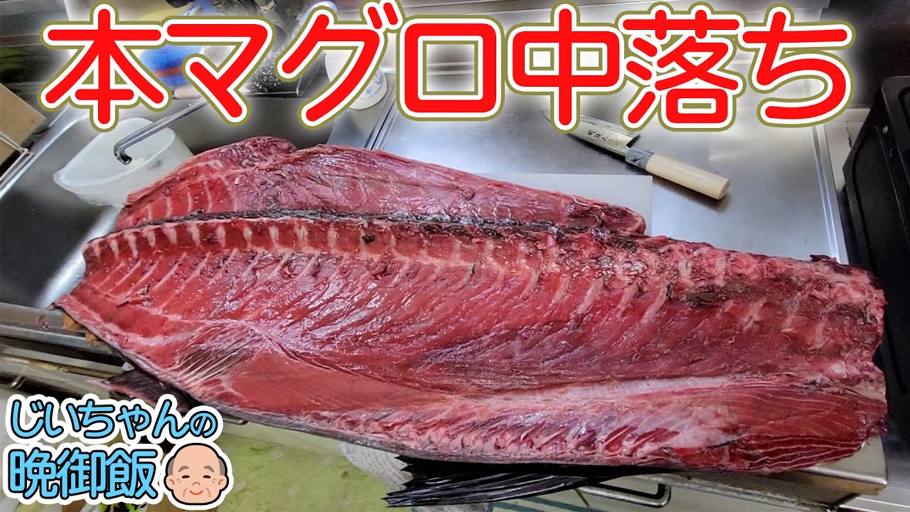 【爺ちゃんの晩ご飯】本マグロの中落ちでネギトロ丼とお刺身を贅沢にいただきました！