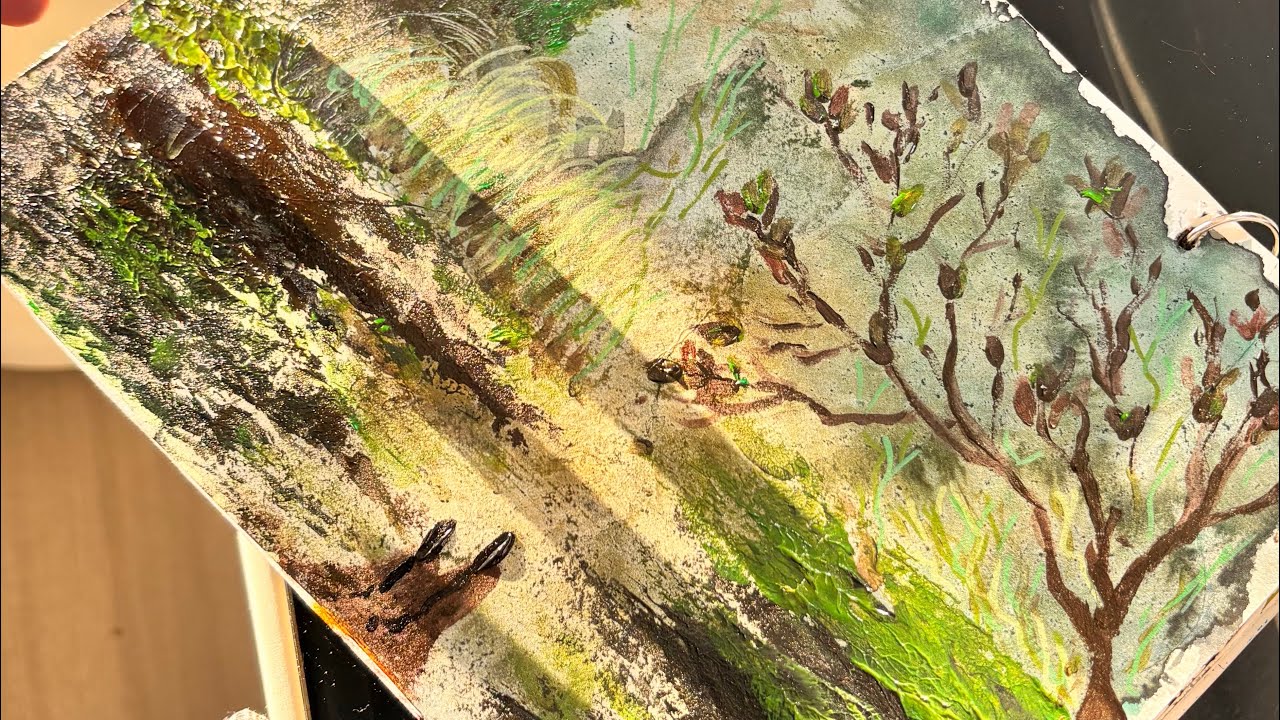 Slow Art Therapy | Green Nature Painting Process