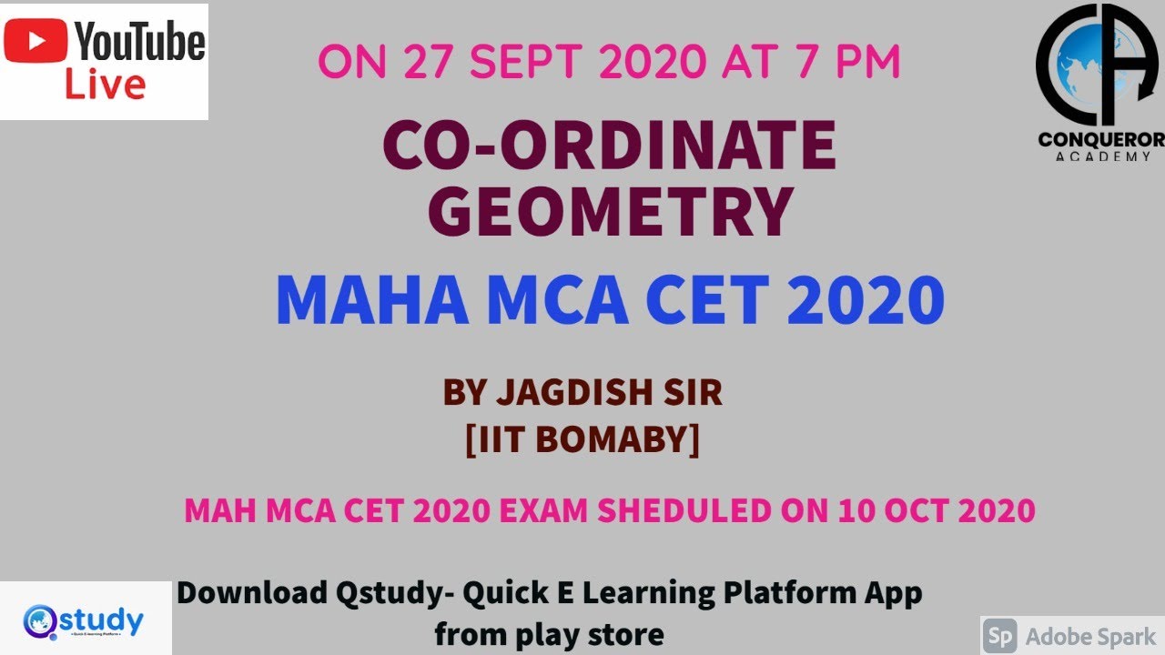 CO ORDINATE GEOMETRY - MAH MCA CET 2020 BY JAGDISH SIR ( IIT BOMBAY)