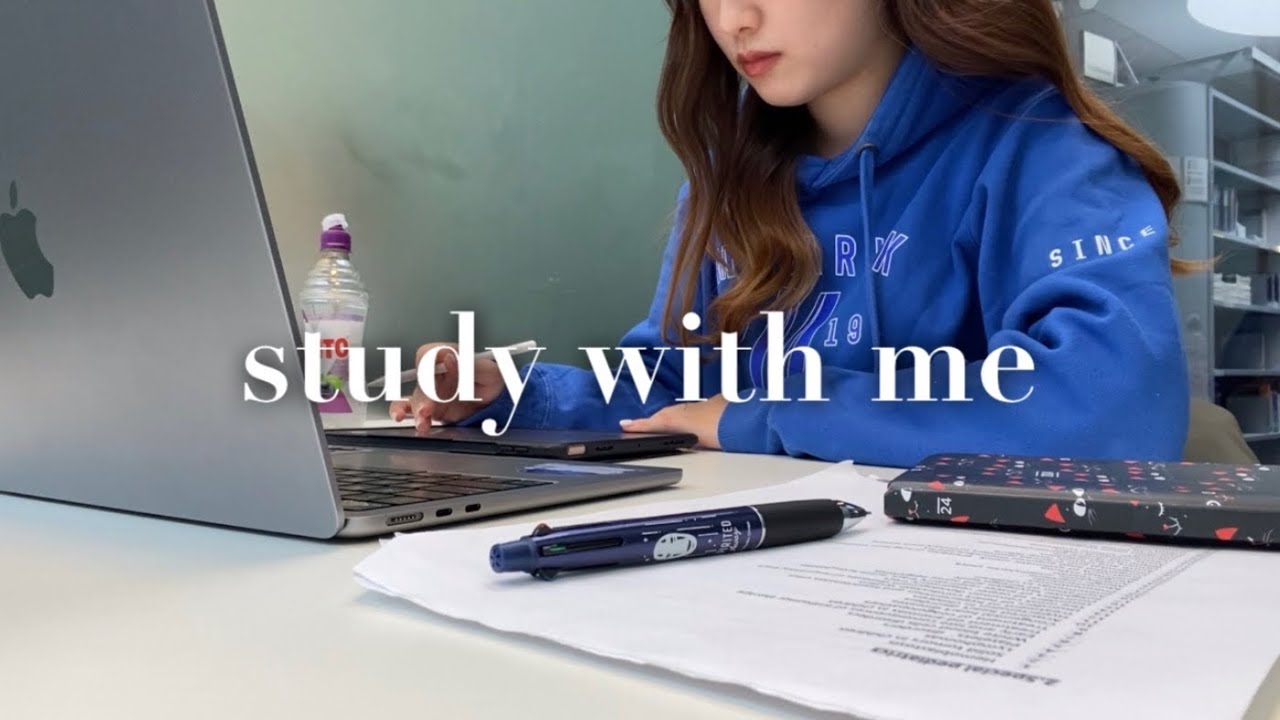 【study with me】図書館で1時間一緒に勉強しましょう📚 医学生の一日 | タイマー付きbgmなし