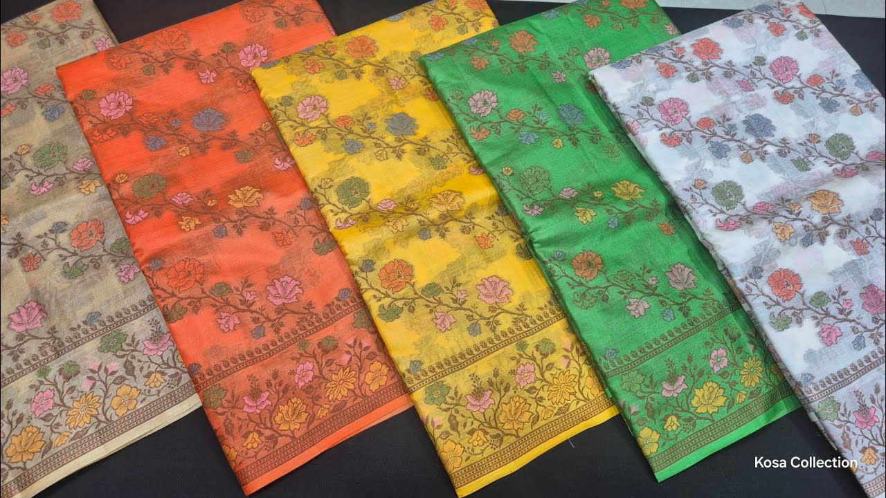 Pure Kosa Silk Thread Work Saree from Chhattisgarh | Beautiful Thread Work Saree | Tussar Silk Saree