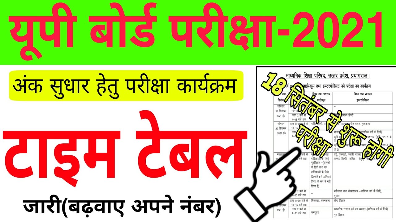 UP Board exam schedule for marks improvement 2021 | up board exam new time table 2021 | up board ...