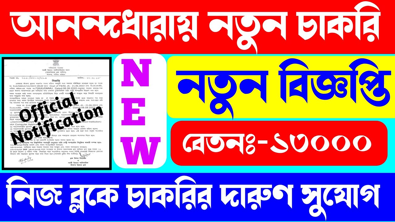 Anandadara District Office Recruitment 2025/WB Job Vacancy 2025/WB DEO Recruitment 2025/New Jobs