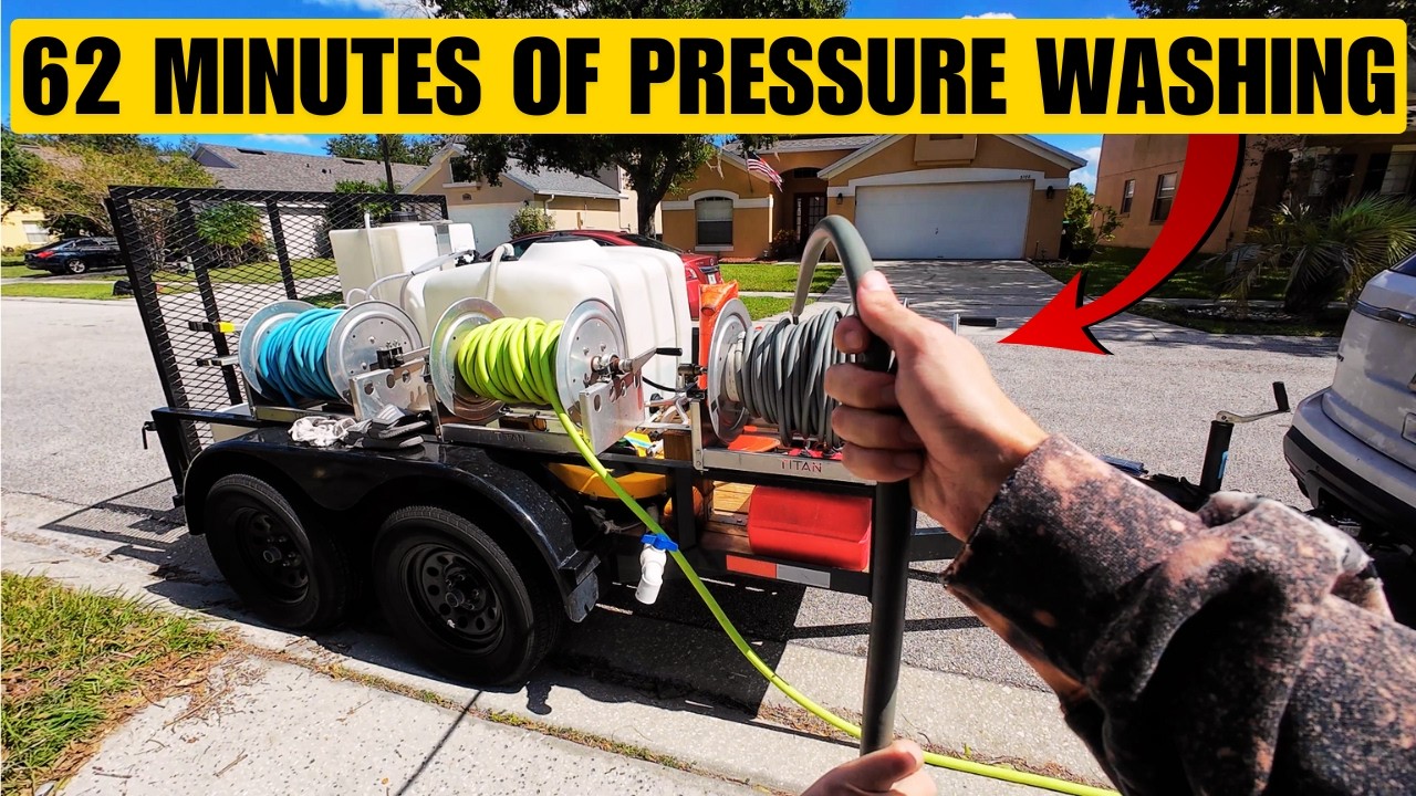 First-Person POV PRESSURE WASHING A Driveway