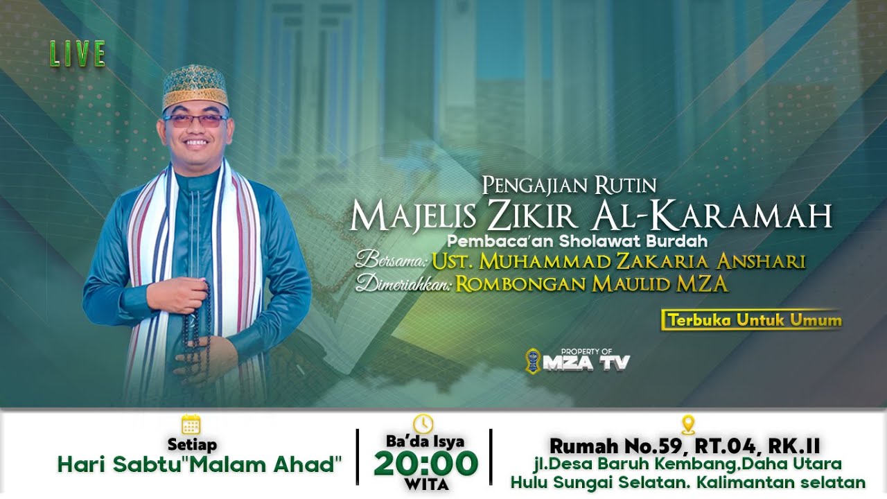 [LIVESTREAM] Pengajian Malam Minggu 13 DES | Ust.Muhammad Zakaria Anshari | Desa Baruh Kembang