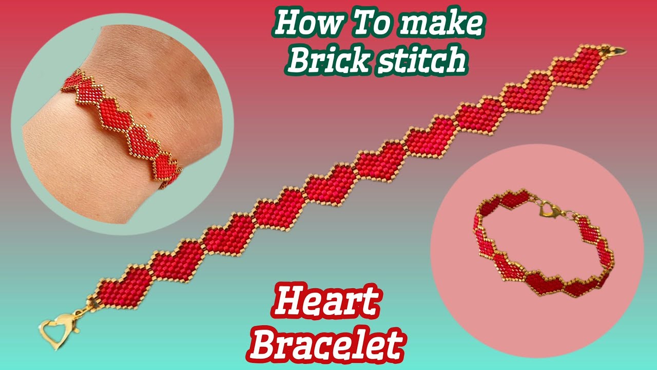 Heart bracelet/Valentine's Day jewelry/Beautiful beaded bracelet/How to make brick stitch bracelet