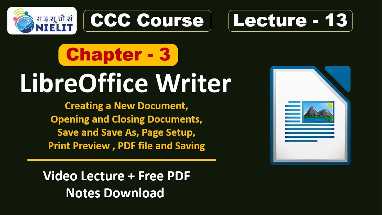 CCC Chapter 3 | LibreOffice Writer for CCC Exam | CCC Online Class | CCC Lecture - 13 | Upciss Prime