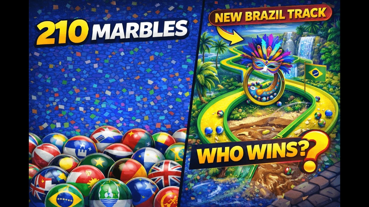 NEW Brazil Track + 13 stages (10 min. Eliminated!) #algodoo #marblerace