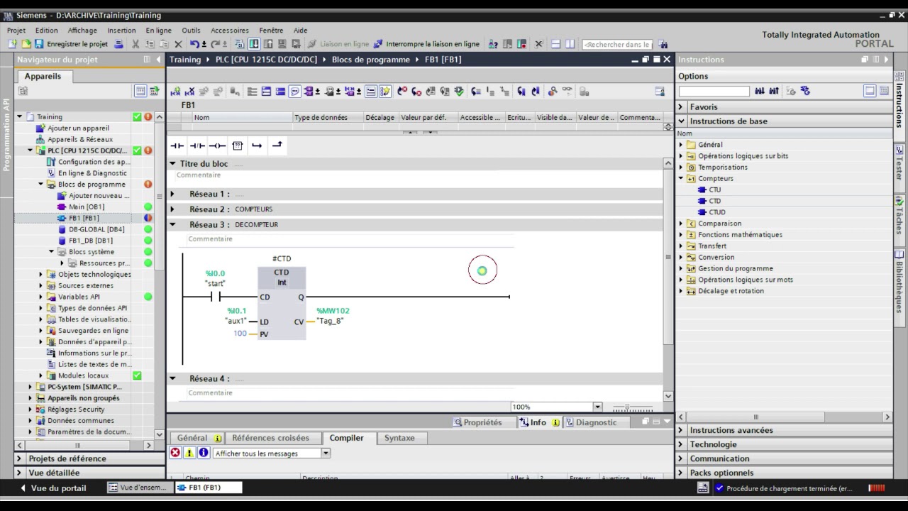 Tutoriel Fran&ccedil;ais :TIA portal V15 PART-5  COMPTEURS