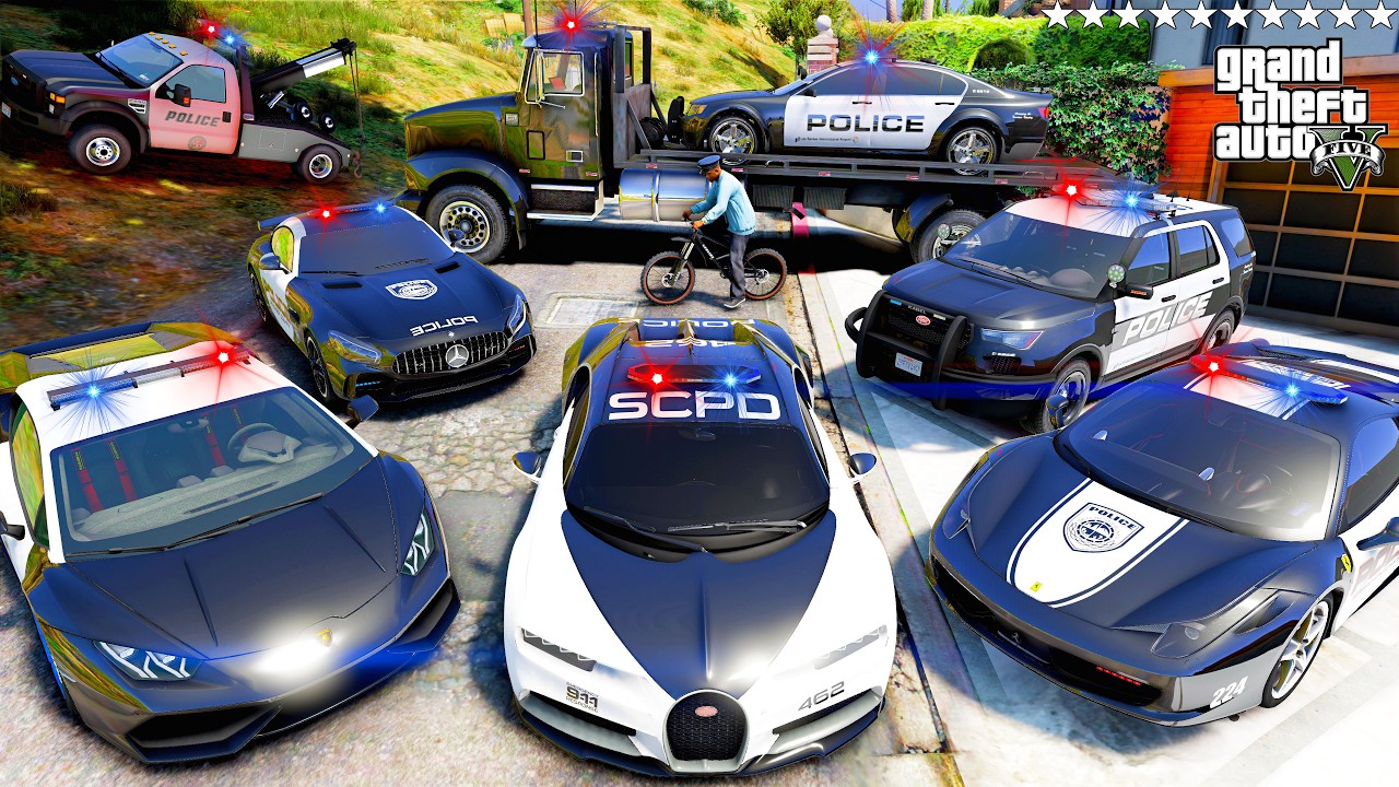 GTA 5 - Stealing POLICE SUPERCARS with Franklin! (Real Life Cars #401)