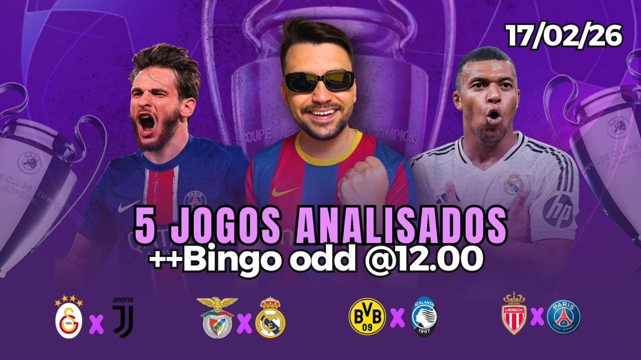 PALPITES E APOSTAS DE FUTEBOL PARA HOJE 17 02 2026 + BILHETE PRONTO (TER&Ccedil;A-FEIRA)
