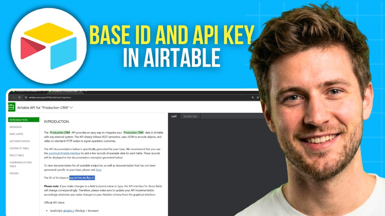 Как найти ID базы и API-ключ в Airtable
