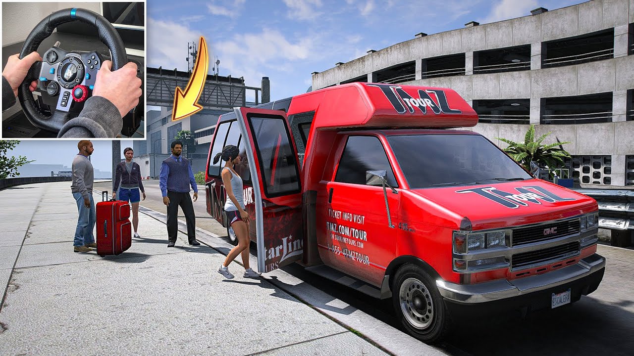 GTA 5 Let's Go To Work as Airport Shuttle Bus Driver | Steering Wheel Gameplay