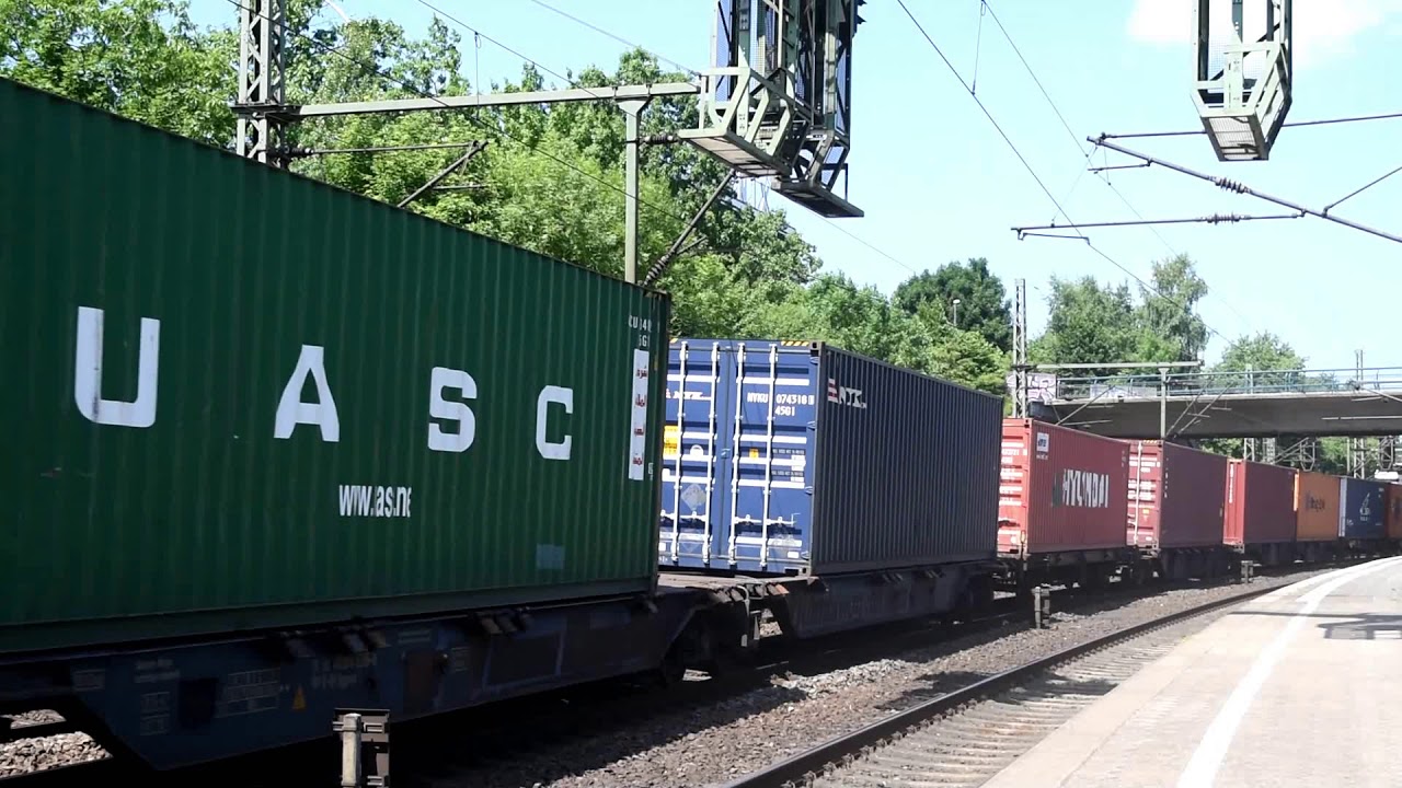 Deutsche Bahn (DB) Intermodal Container Train at Hamburg - Harburg, Germany