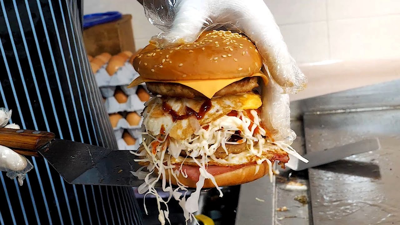 Fried Egg Double Hamburger - Korean Street Food