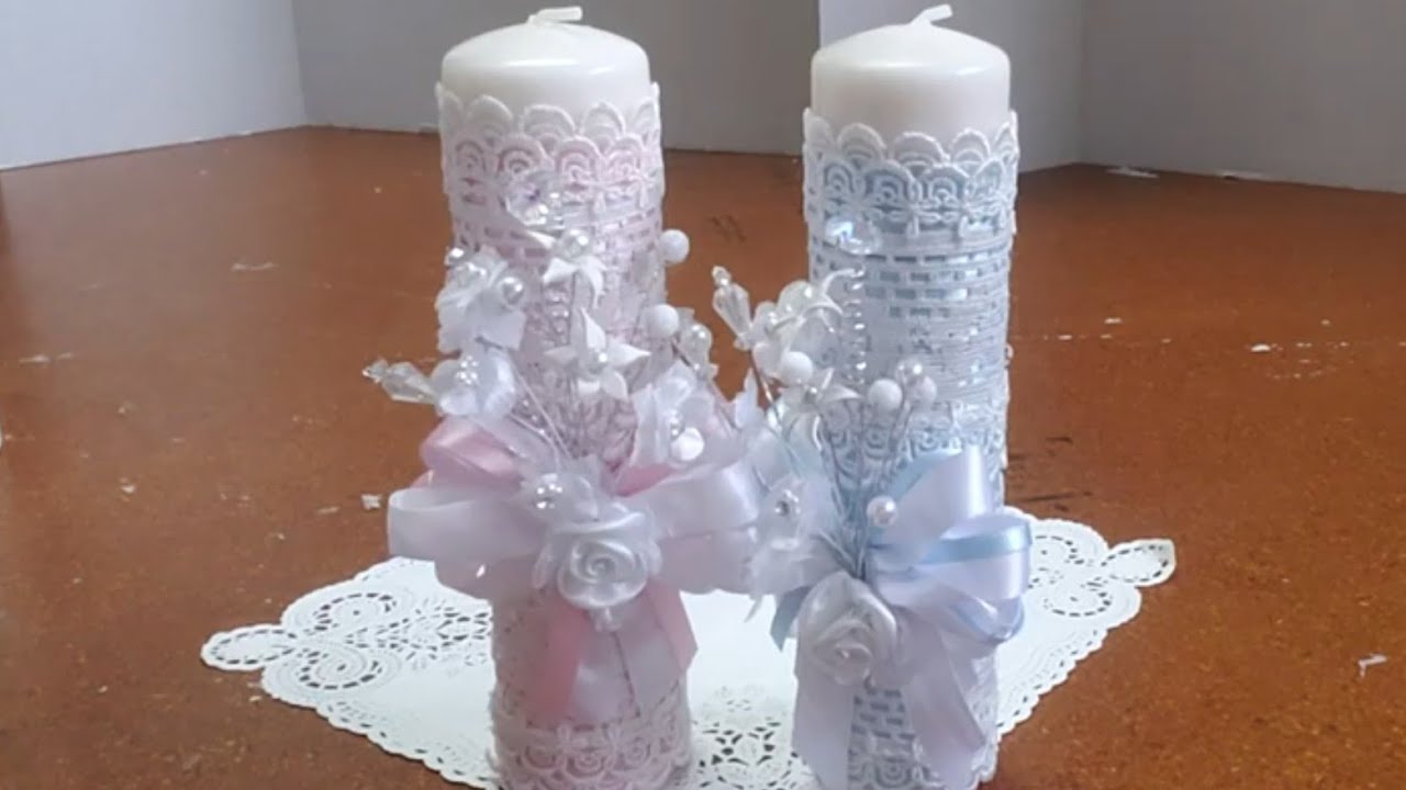 Como decorar vela para Bautizo/how to decorate Baptist candle