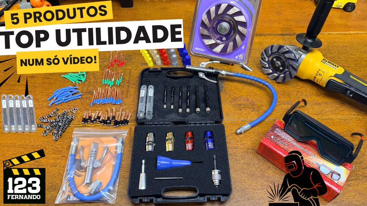 DECAPADOR RÁPIDO DE FIOS, BROCA DIAMANTADA, ÓCULOS SOLDA, DISCO P/ CONCRETO E BICO P/ ENGRAXADEIRA