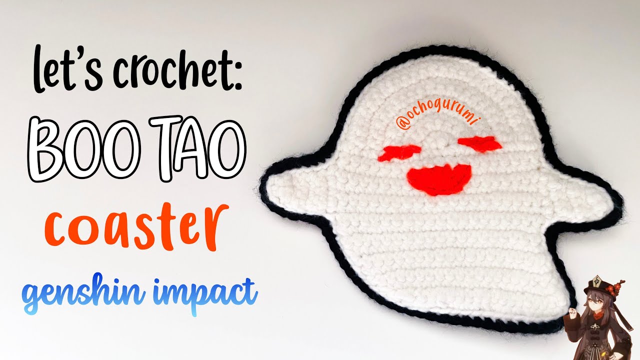 [tutorial] how to crochet a ghost coaster (boo tao from genshin impact)