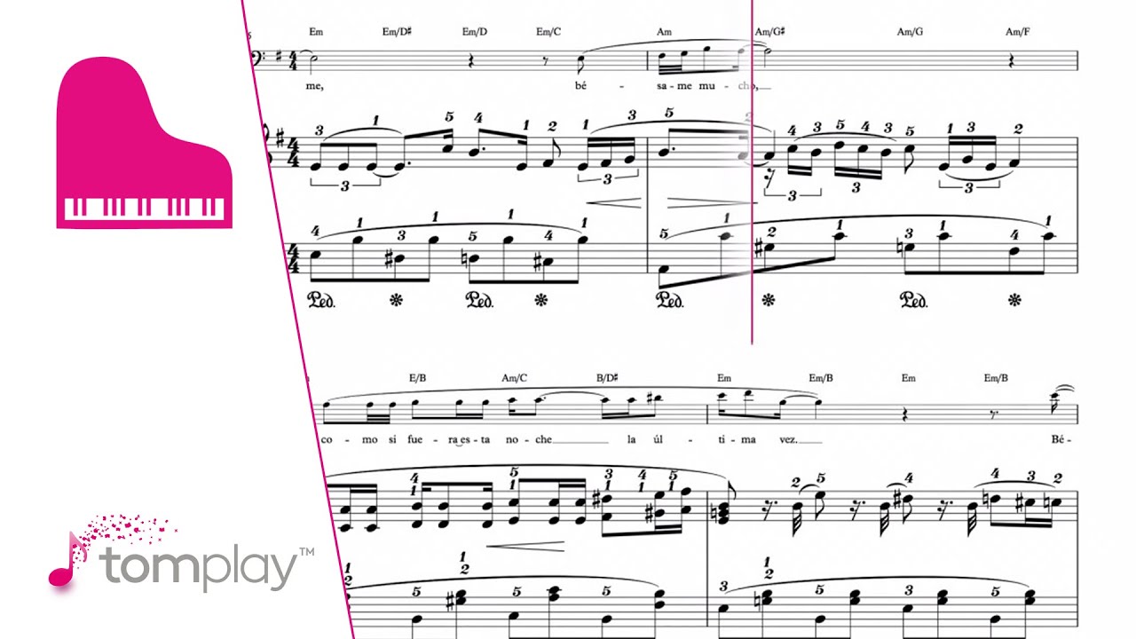 Play Besame Mucho on the piano - Sheet Music Arrangement