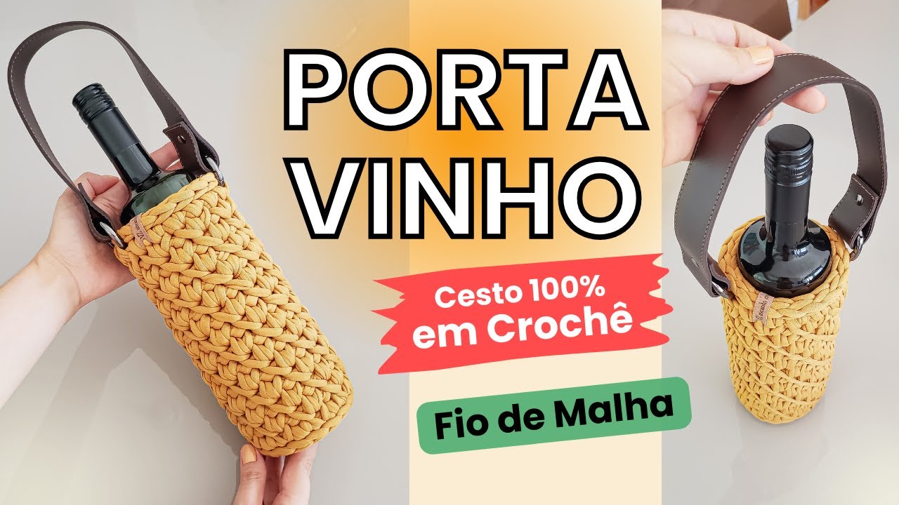 Porta-Vinho em Crochê para Iniciantes | Ponto Diagonal em Crochê Passo a Passo | Wine Bag em Crochê