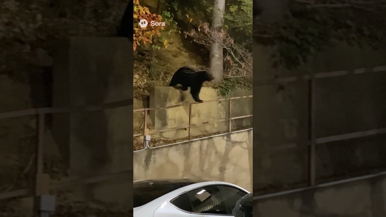Bear Attacks a Man in The Parking Lot Caught on Camera #bear #scary #aiart