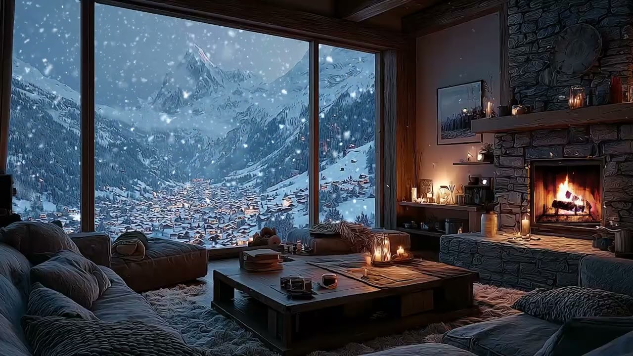 Winter Chase 🌬️🔥 Wind Through the Night, Firelight Glow for Relax and Winter Stillness
