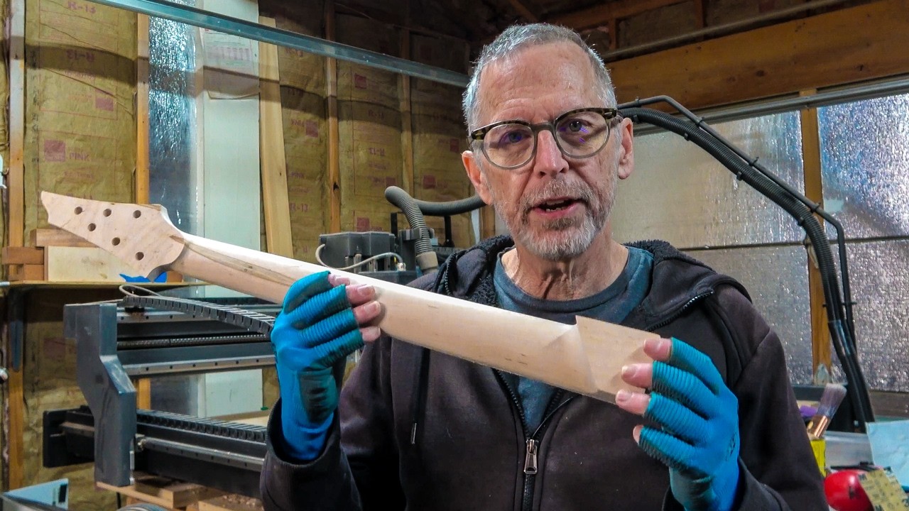 Making The Crocodile Guitar Part 8: Glueing On The Fretboard