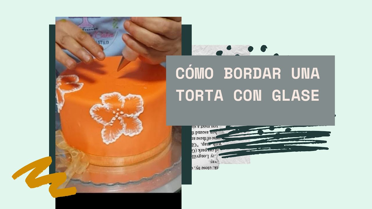 cómo decorar una torta fácil y rápido bordando con glase , técnica brush embroydery