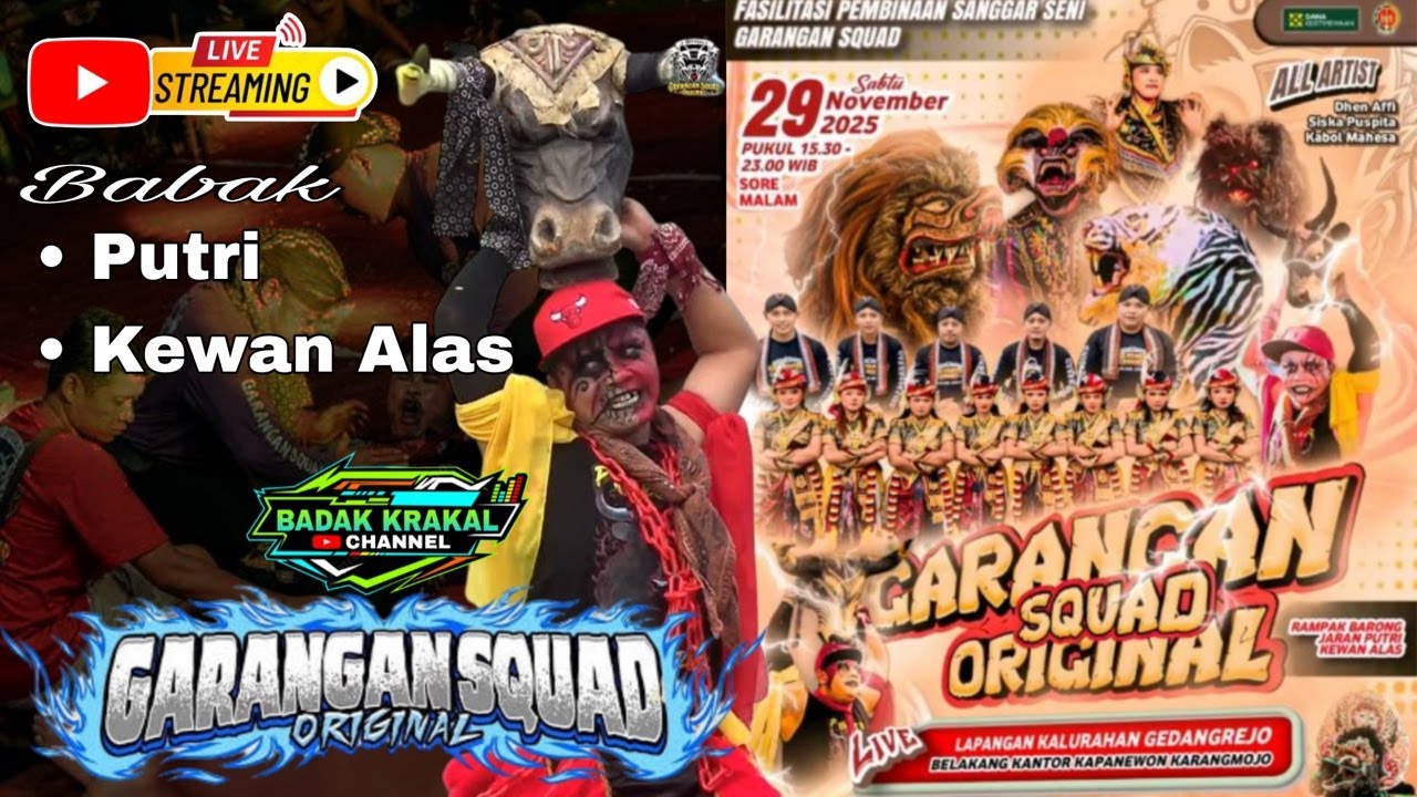LIVE Jathilan Garangan squad Babak Putri & Kewan Alas // Lap.Kalurahan Gedangrejo,Karangmojo,Gk