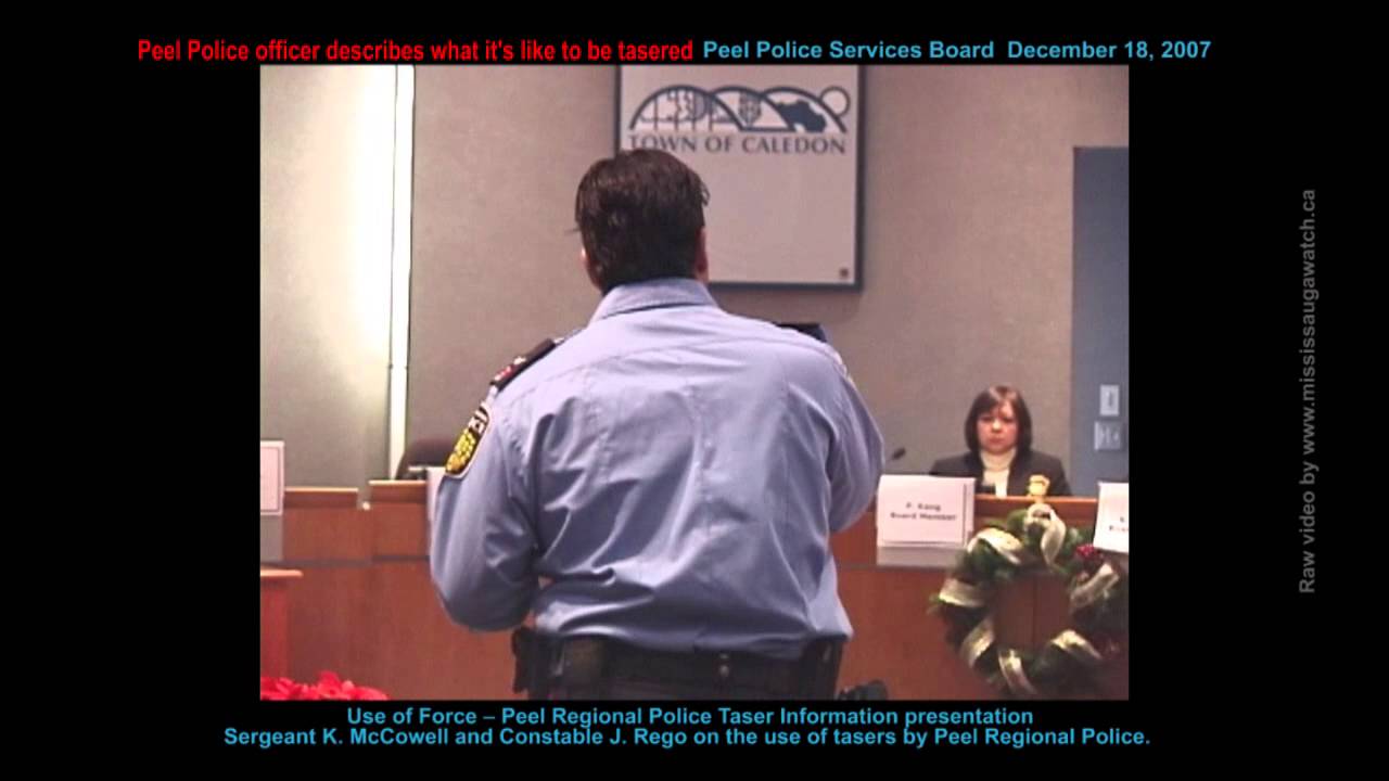 Peel Police officer volunteers to be tasered. Use of Force video includes 